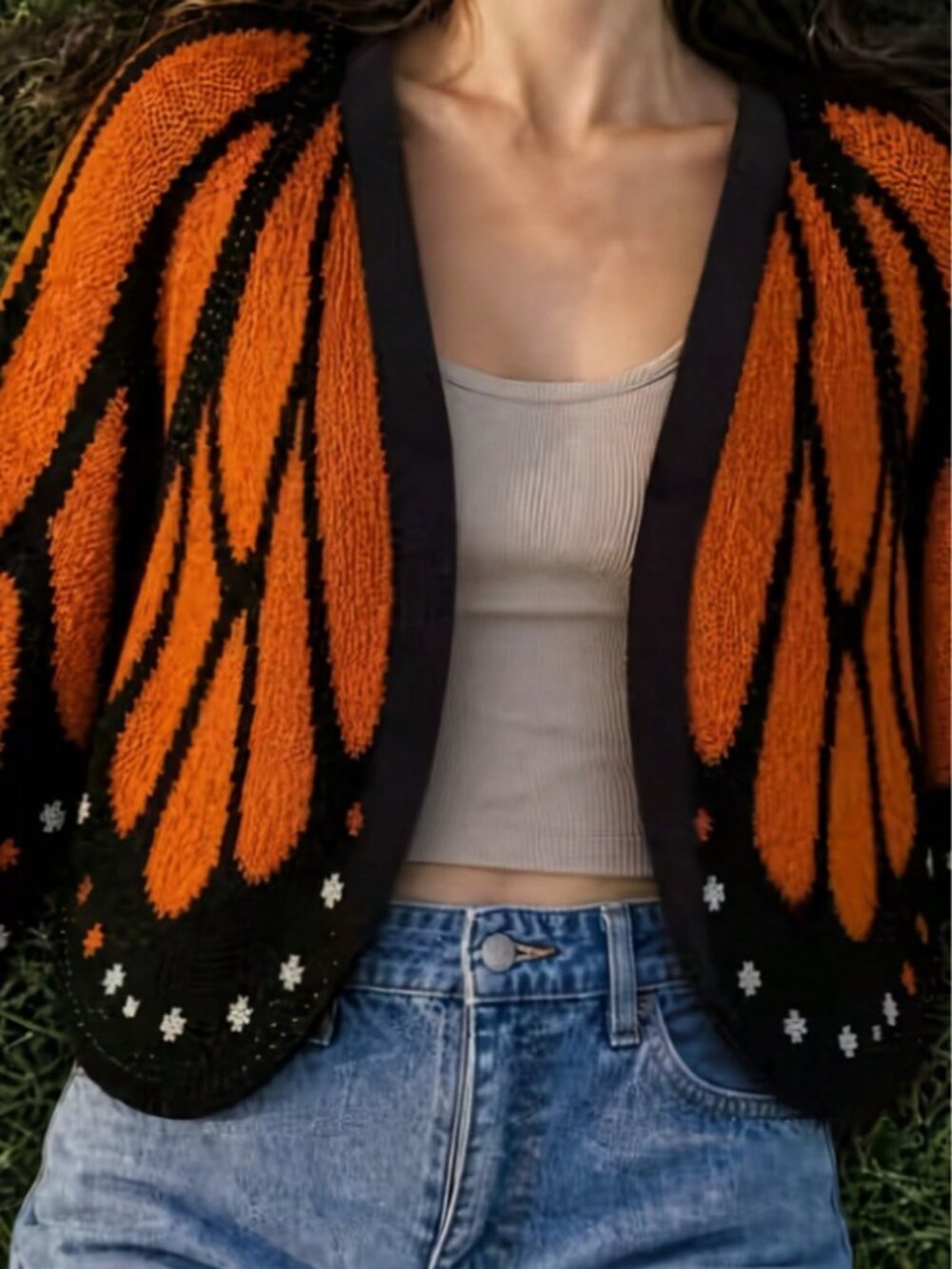 Orange Casual Women's Butterfly Cape Knit Cardigan - Picture 6 of 6